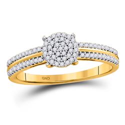 Womens Round Diamond Circle Cluster Ring 1/6 Cttw 10kt Yellow Gold - REF-14R9X