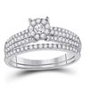 Image 1 : Round Diamond Bridal Wedding Ring Band Set 1/2 Cttw 10kt White Gold - REF-35M5H