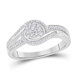 Womens Round Diamond Solitaire Promise Ring 1/5 Cttw 10kt White Gold - REF-21N5F