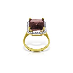 Genuine 7.7 ctw Garnet & Diamond Ring 14KT Yellow Gold - REF-84V3W