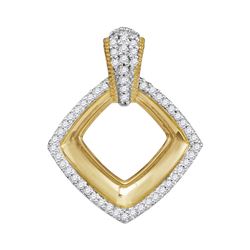 Womens Round Diamond Diagonal Framed Square Pendant 1/6 Cttw 10kt Yellow Gold - REF-14X9A