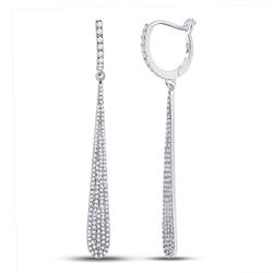 Womens Round Diamond Drop Dangle Earrings 3/4 Cttw 14kt White Gold - REF-54M5H