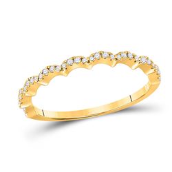 Womens Round Diamond Scalloped Stackable Band Ring 1/8 Cttw 10kt Yellow Gold - REF-13W9K