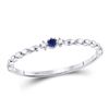 Image 1 : Womens Round Blue Sapphire Diamond Stackable Band Ring .03 Cttw 10kt White Gold - REF-6R5X