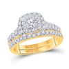 Image 1 : Round Diamond Bridal Wedding Ring Band Set 1 Cttw 10kt Yellow Gold - REF-68M5H