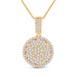 Mens Round Diamond Cluster Circle Charm Pendant 3 Cttw 10kt Yellow Gold - REF-164N5F