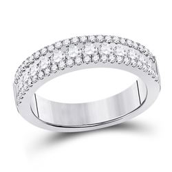 Womens Round Diamond Band Ring 1 Cttw 14kt White Gold - REF-71H9R