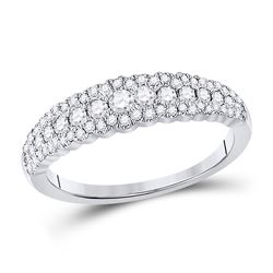 Womens Round Diamond Anniversary Ring 1/2 Cttw 10kt White Gold - REF-34K5Y