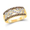 Image 1 : Womens Round Brown Diamond Band Ring 1/2 Cttw 10kt Yellow Gold - REF-25W9K