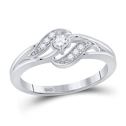 Womens Round Diamond Solitaire Promise Ring 1/6 Cttw 14kt White Gold - REF-20R9X