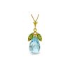 Image 1 : Genuine 7.2 ctw Blue Topaz & Peridot Necklace 14KT Yellow Gold - REF-30P5H