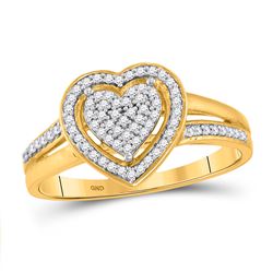 Womens Round Diamond Heart Ring 1/5 Cttw 10kt Yellow Gold - REF-17X5A