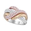 Image 1 : Womens Round Diamond Crossover Band Ring 1-1/3 Cttw 14kt Tri-Tone Gold - REF-131H5R