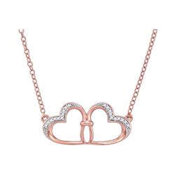 Womens Round Diamond Heart Pendant Necklace 1/20 Cttw 10kt Rose Gold - REF-9A5M