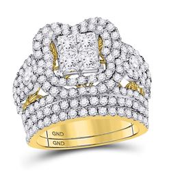 Princess Diamond Bridal Wedding Ring Band Set 4 Cttw 14kt Yellow Gold - REF-285R5X