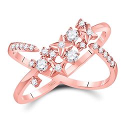 Womens Round Diamond Fashion Starburst Band Ring 3/8 Cttw 14kt Rose Gold - REF-32W5K