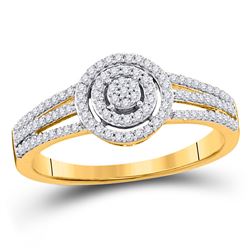 Round Diamond Cluster Bridal Wedding Engagement Ring 1/5 Cttw 10kt Yellow Gold - REF-13K9Y