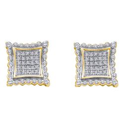 Mens Round Diamond Square Earrings 1/2 Cttw 10kt Yellow Gold - REF-28X5A