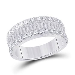 Womens Baguette Diamond Anniversary Ring 2 Cttw 14kt White Gold - REF-131K5Y