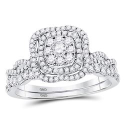 Round Diamond Bridal Wedding Ring Band Set 5/8 Cttw 14kt White Gold - REF-60M9H