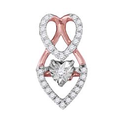 Womens Moving Round Diamond Heart Pendant 1/6 Cttw 10kt White Gold - REF-16F9W