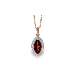 Genuine 2.15 ctw Garnet & Diamond Necklace 14KT Rose Gold - REF-62Y3F