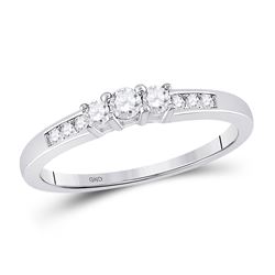 Round Diamond 3-stone Bridal Wedding Engagement Ring 1/4 Cttw 14kt White Gold - REF-23F5W