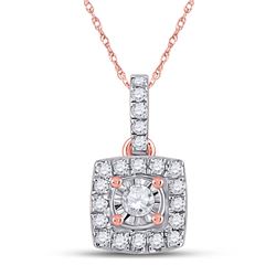 Womens Round Diamond Square Pendant 1/6 Cttw 10kt Rose Gold - REF-10Y5N