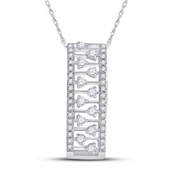 Womens Round Diamond Rectangular Fashion Necklace 1/3 Cttw 14kt White Gold - REF-30X9A