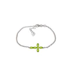 Genuine 1.70 ctw Peridot Bracelet 14KT White Gold - REF-59A8K