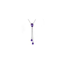 Genuine 3.75 ctw Amethyst Necklace 14KT White Gold - REF-23V5W