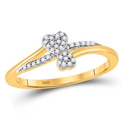 Womens Round Diamond Heart Ring 1/12 Cttw 10kt Yellow Gold - REF-9F5W