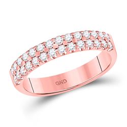 Womens Round Diamond Wedding Double Row Band 1/2 Cttw 14kt Rose Gold - REF-47K9Y
