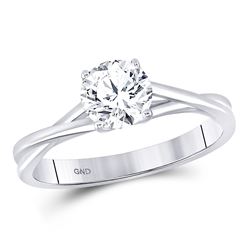 Womens Round Diamond Solitaire Bridal Wedding Engagement Ring 3/4 Cttw 14kt White Gold - REF-192F9W