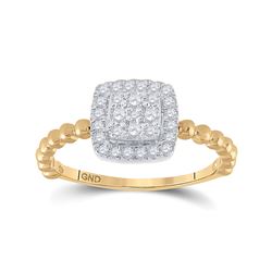 Womens Round Diamond Square Ring 1/3 Cttw 10kt Yellow Gold - REF-19Y5N