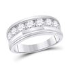 Image 1 : Mens Round Diamond Single Row Band Ring 2 Cttw 14kt White Gold - REF-208W5K