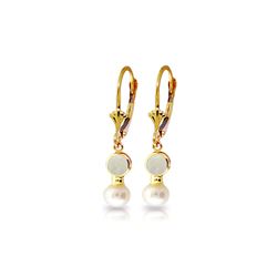 Genuine 5.17 ctw Opal & Pearl Earrings 14KT Yellow Gold - REF-36R5P