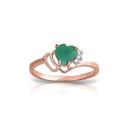 Genuine 1.02 ctw Emerald & Diamond Ring 14KT Rose Gold - REF-36K9V