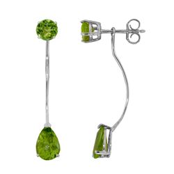 Genuine 4.2 ctw Peridot Earrings 14KT White Gold - REF-32V2W