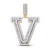 Image 1 : Mens Round Diamond Letter V Charm Pendant 1-3/4 Cttw 10kt Yellow Gold - REF-87M5H