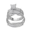 Image 1 : His Hers Round Diamond Cluster Matching Wedding Set 3/8 Cttw 10kt White Gold - REF-41F9W