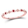 Image 1 : Womens Round Ruby Dot Flower Stackable Band Ring 1/12 Cttw 10kt Rose Gold - REF-6M5H