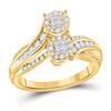 Image 1 : Princess Diamond Cluster Bridal Wedding Engagement Ring 1/2 Cttw 14kt Yellow Gold - REF-51R9X
