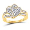 Image 1 : Womens Round Diamond Double Heart Ring 1/3 Cttw 10kt Yellow Gold - REF-21R9X