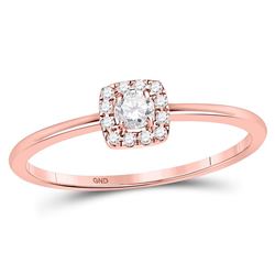 Womens Round Diamond Solitaire Stackable Band Ring 1/5 Cttw 10kt Rose Gold - REF-21M9H