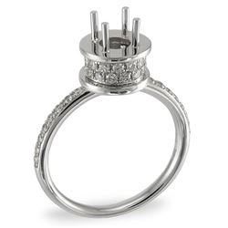 0.45 CTW Diamond Semi Mount Ring 14K White Gold - REF-49K2W