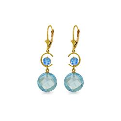 Genuine 11.60 ctw Blue Topaz Earrings 14KT Yellow Gold - REF-47R5P