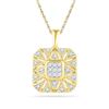 Image 1 : Womens Round Diamond Square Cluster Pendant 1/6 Cttw 10kt Yellow Gold - REF-13M9H