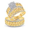Image 1 : His Hers Round Diamond Cluster Matching Wedding Set 5/8 Cttw 10kt Yellow Gold - REF-71X9A