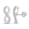 Image 1 : Womens Round Diamond Infinity Earrings 1/20 Cttw 10kt White Gold - REF-8X9A
